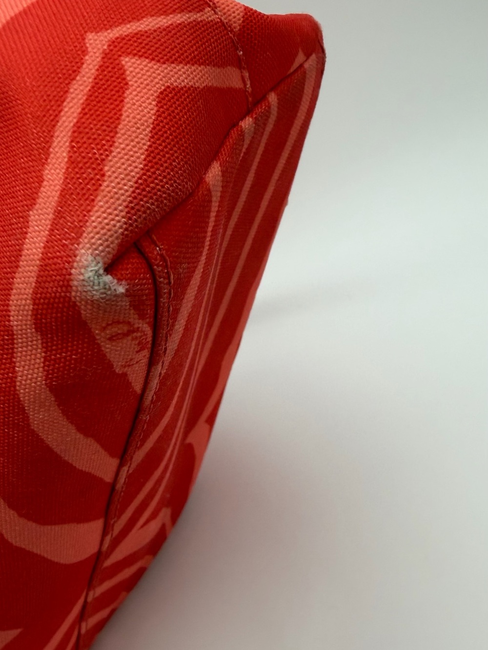 Coach Red Zebra-Print Tote with Tan Leather Trim and Logo Charm this is used! - Picture 8 of 13